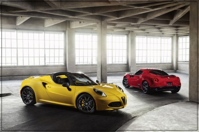 2015 Alfa Romeo 4C Spider (foreground) and 4C Coupe (background)