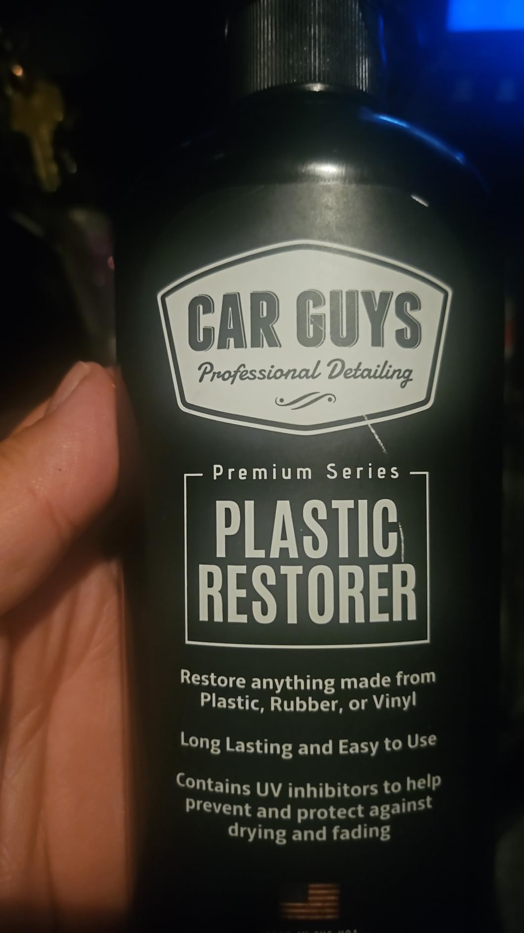 CAR GUYS Plastic Restorer on steering wheel after