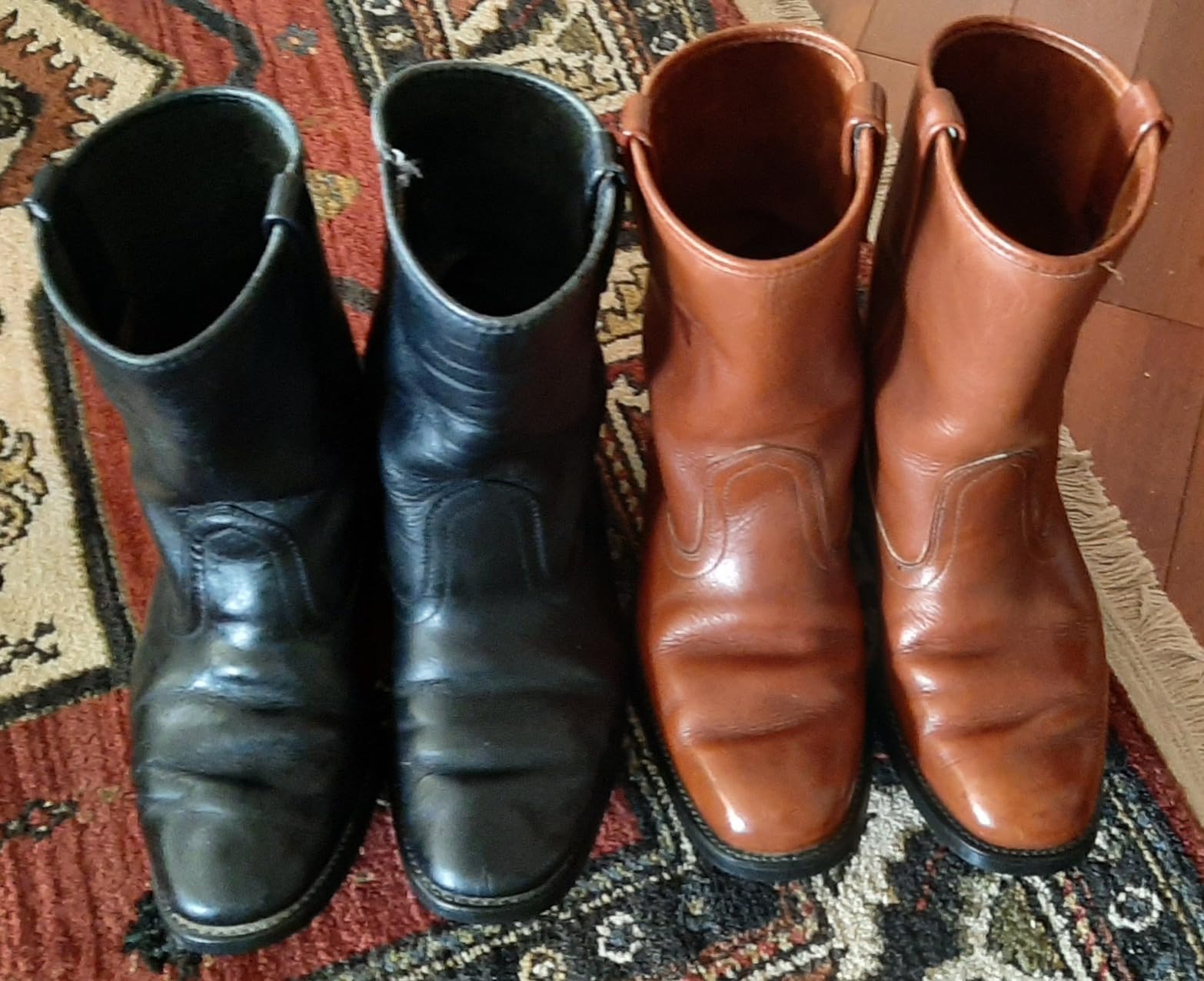 Leather boots before and after treatment