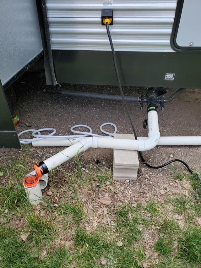 RV Sewer Hose Elbow in Use