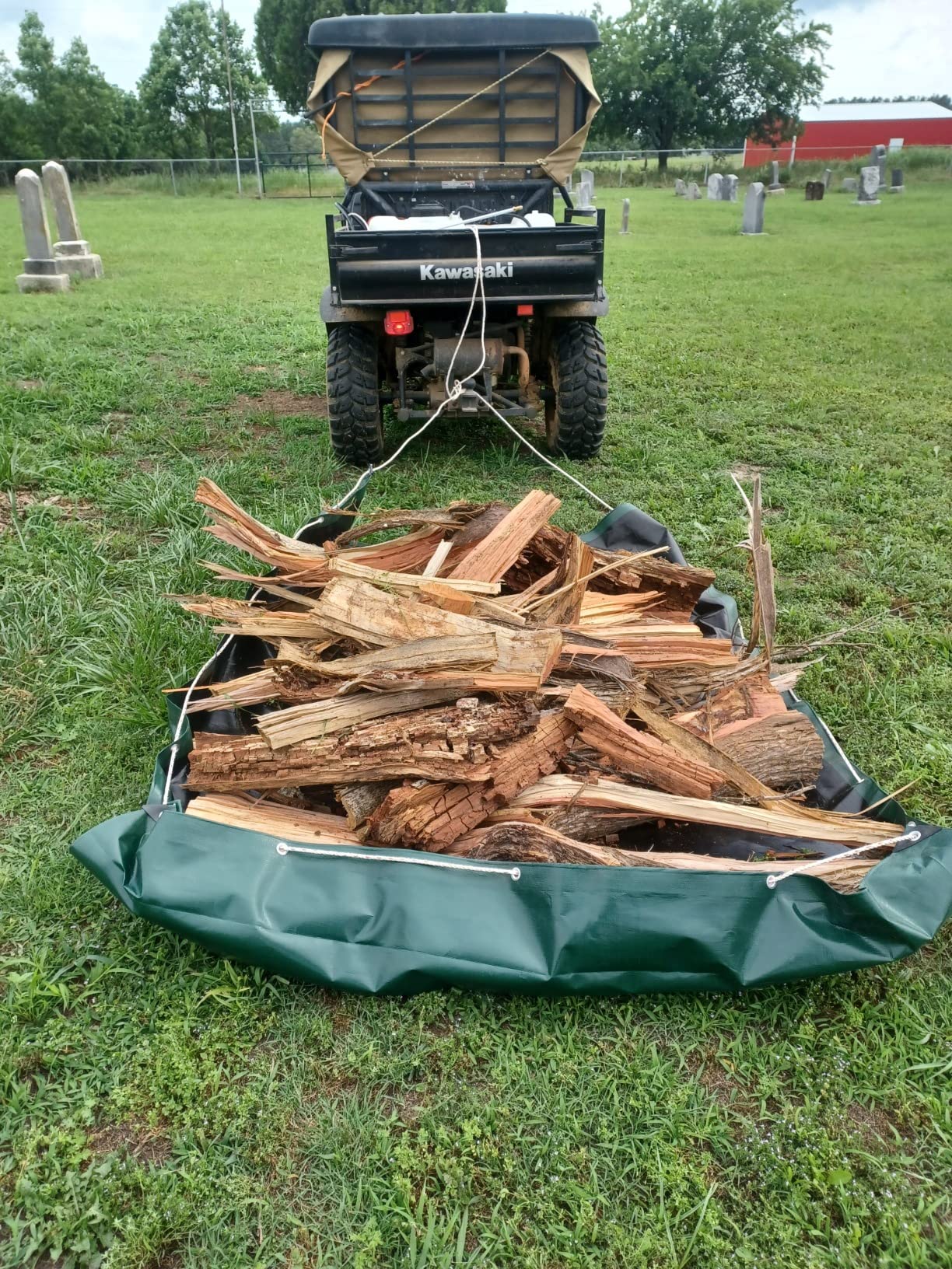 Tarp used for cemetery cleanup